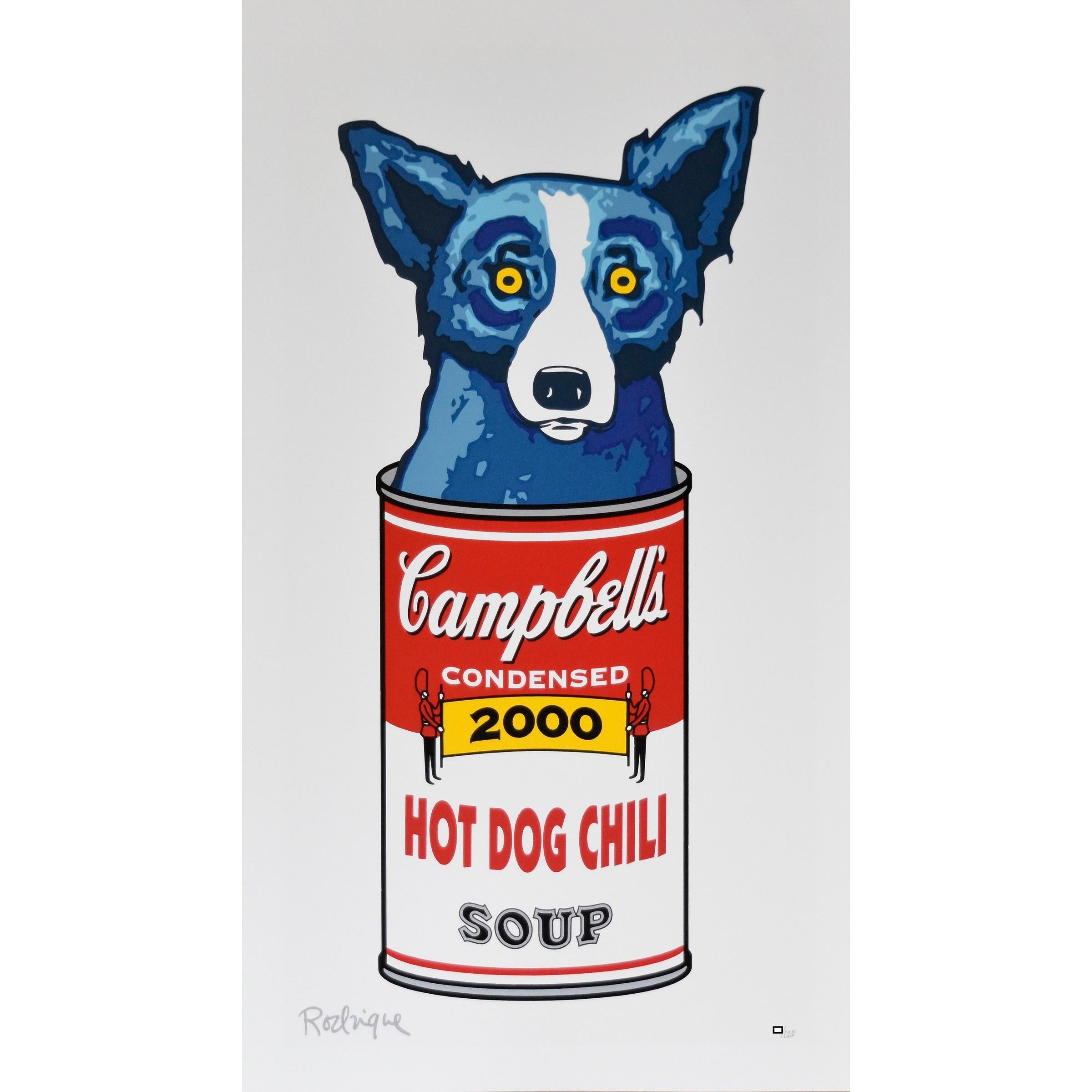George Rodrigue Animal Print – Blauer Hund „Hot Dog Chili“