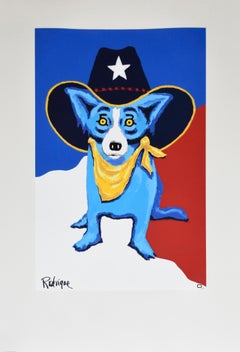 Vintage Blue Dog "I Wanna Be a Texas Ranger" Signed Numbered Print
