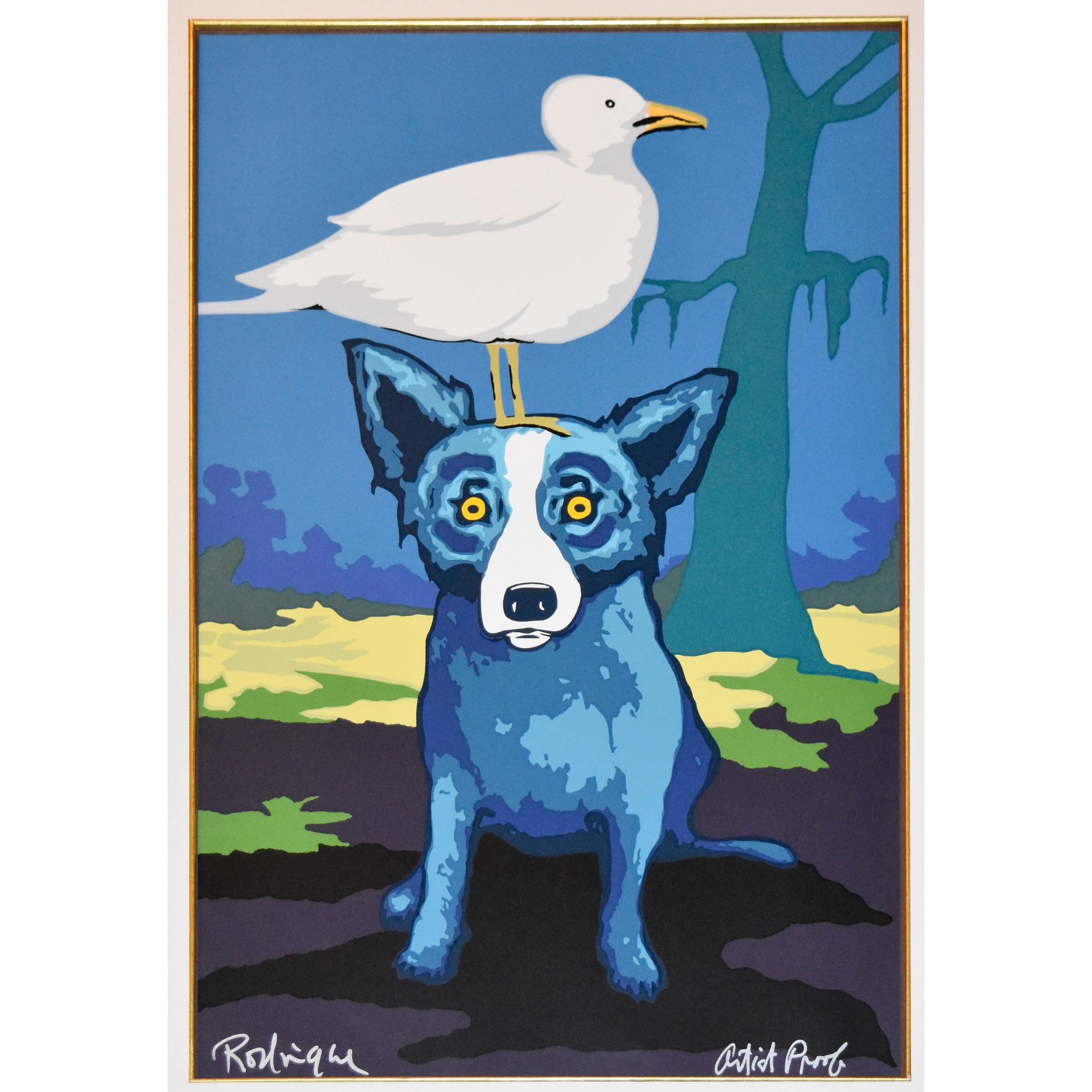 George Rodrigue Animal Print - Blue Dog "I'm Looking for Someone Like Me"