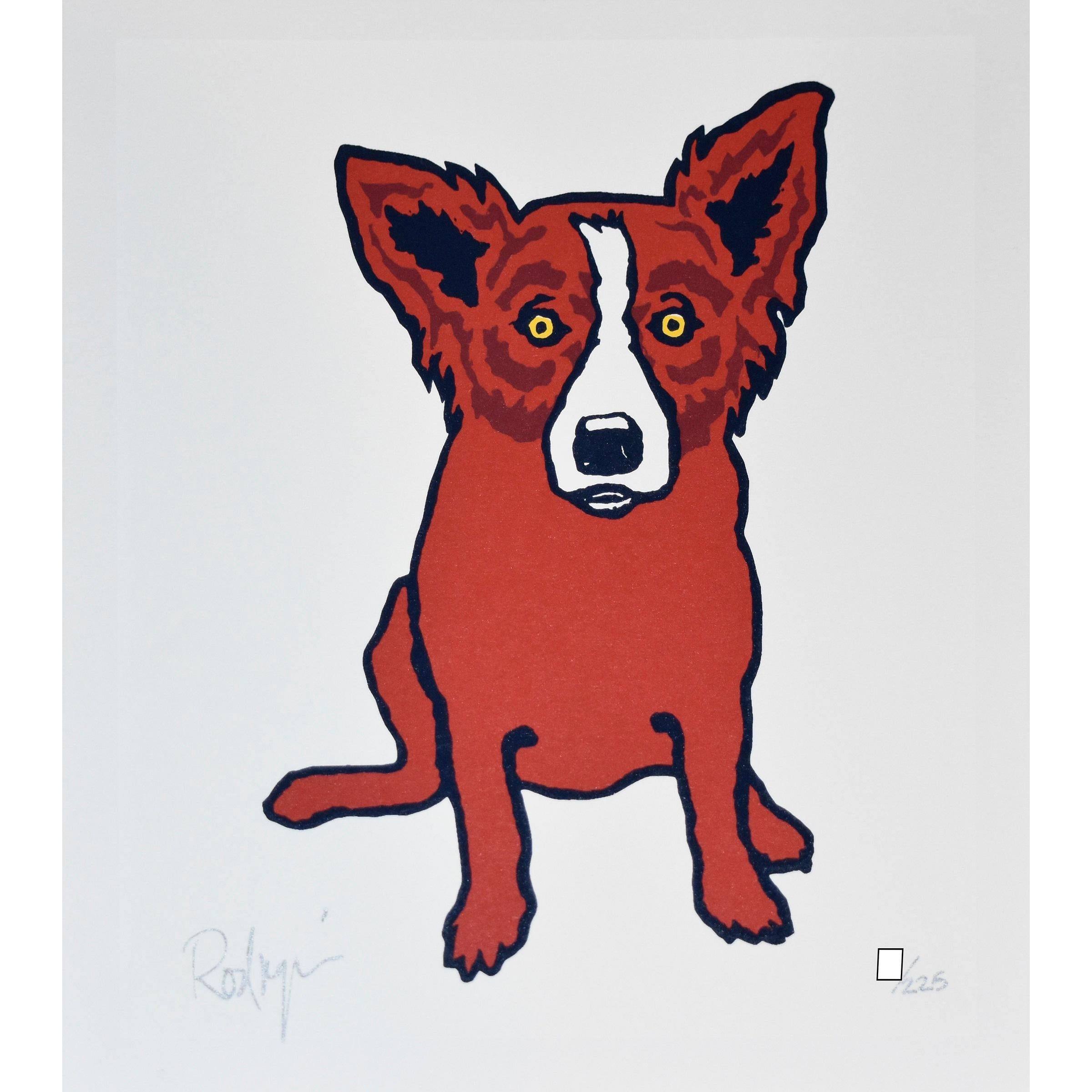 George Rodrigue Animal Print - Blue Dog "Little Hot Shot"