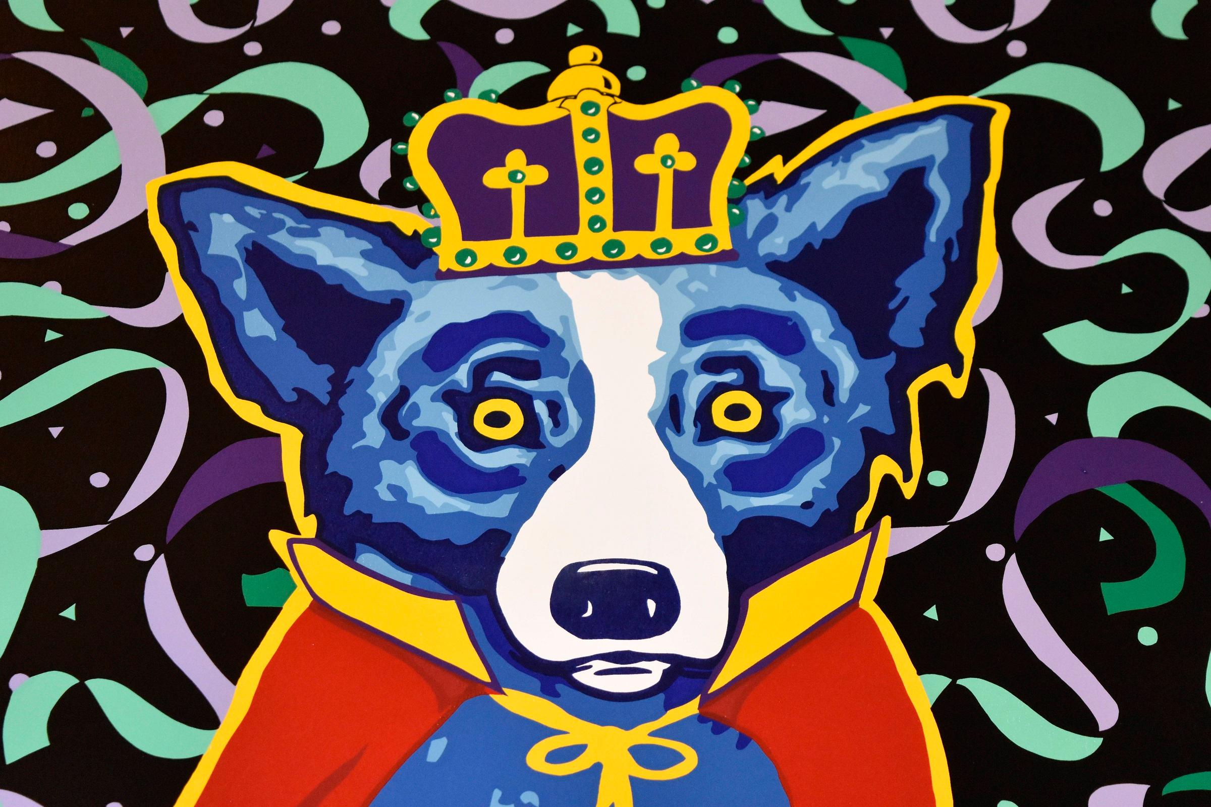 Blauer Hund „Mardi Gras '96 – Schwarz“ – Print von George Rodrigue