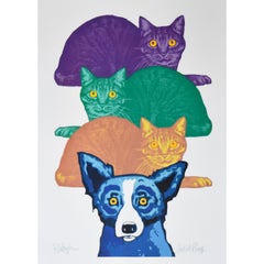 Blue Dog "Mardi Gras Cats - White" Signed Numbered Print