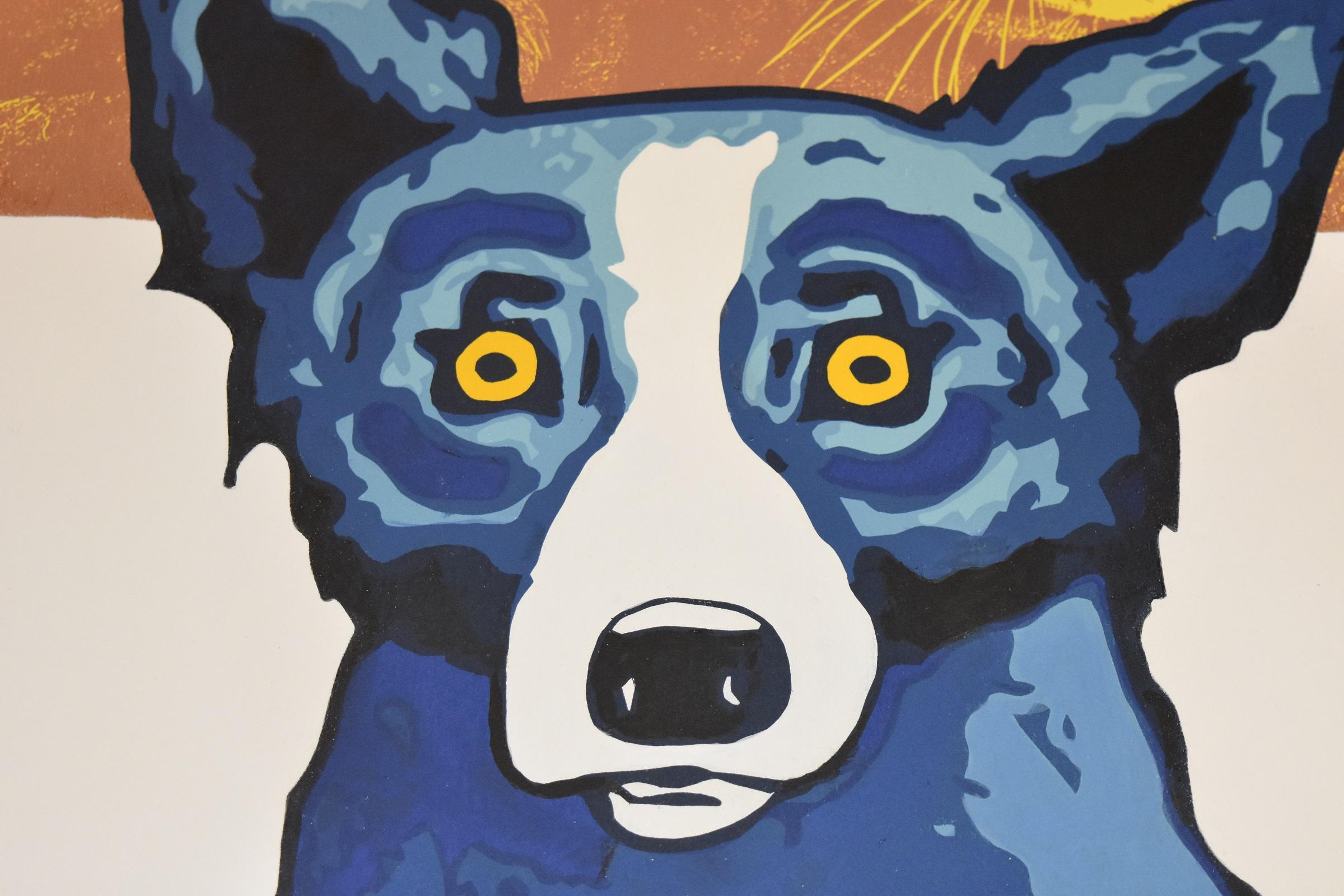 Tirage numéroté « Margi Gras Cats - White » avec chien bleu signé - Pop Art Print par George Rodrigue