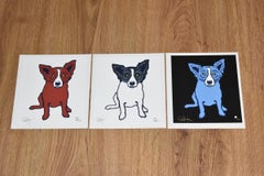 Blue Dog Matching Set of 3 "Little Hot Shot" "Little Tiffany" "Baby Blues"