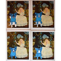 Blue Dog "Morning Glories with Tiffany" Set of 4 Signed Numbered Prints