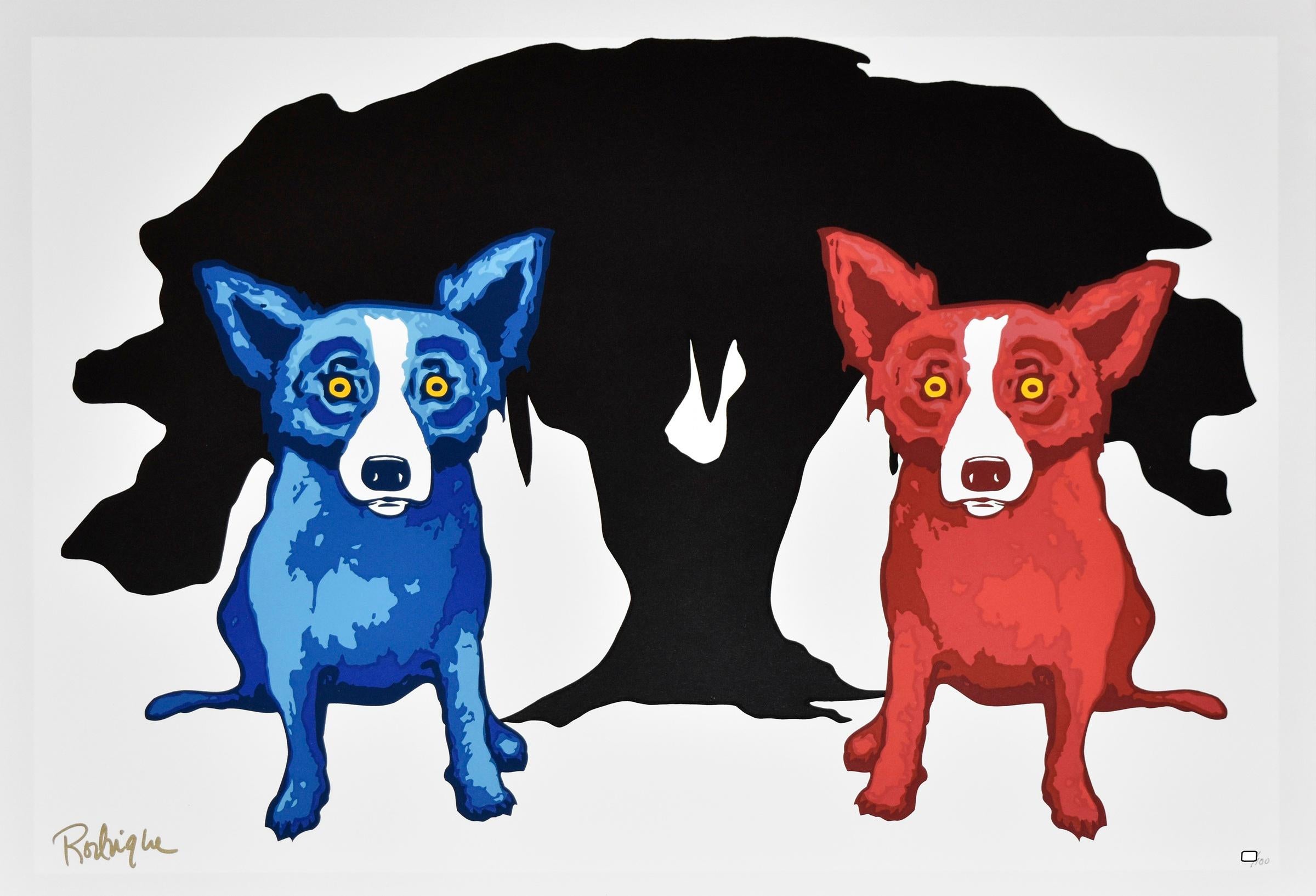 George Rodrigue Animal Print - Blue Dog "My Bad Brother" Signed Numbered Print