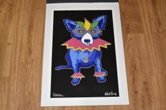 Blauer blauer Hund ""Party Animal Black"" Druck Signiertes nummeriertes Kunstwerk