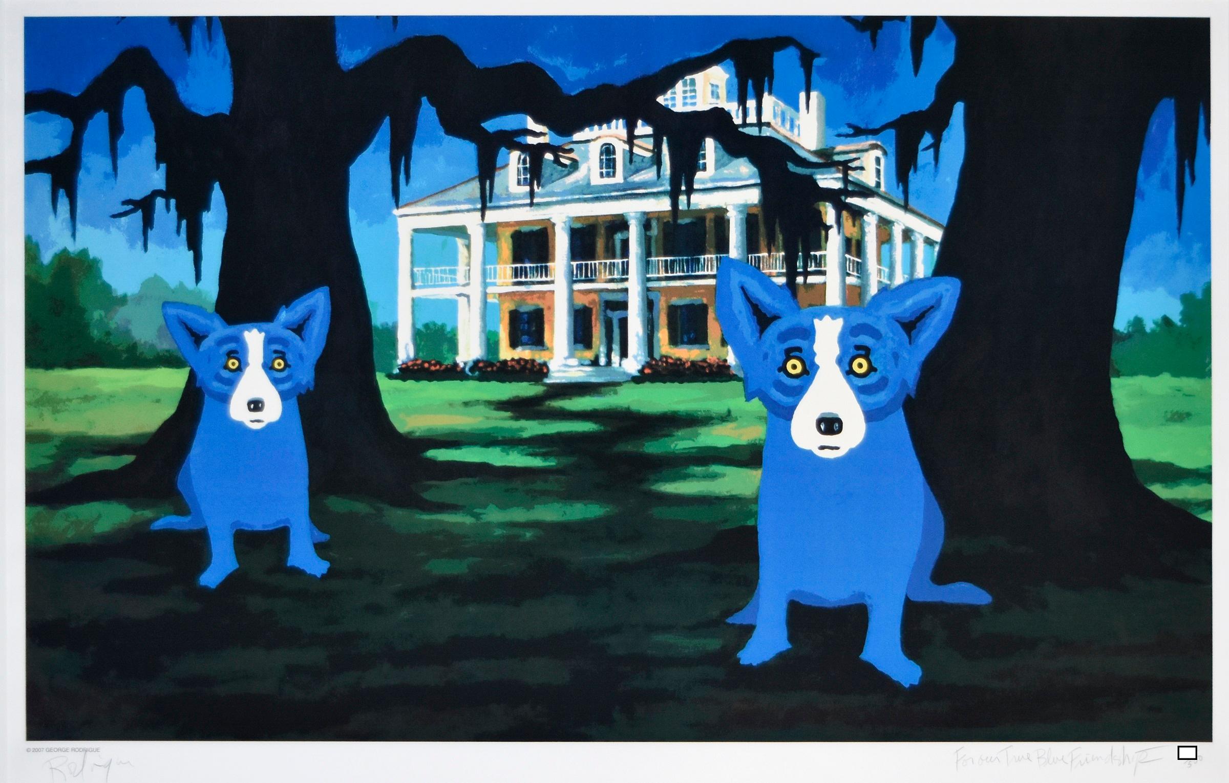 George Rodrigue Animal Print - Blue Dog "Rollin' on the River 2007"
