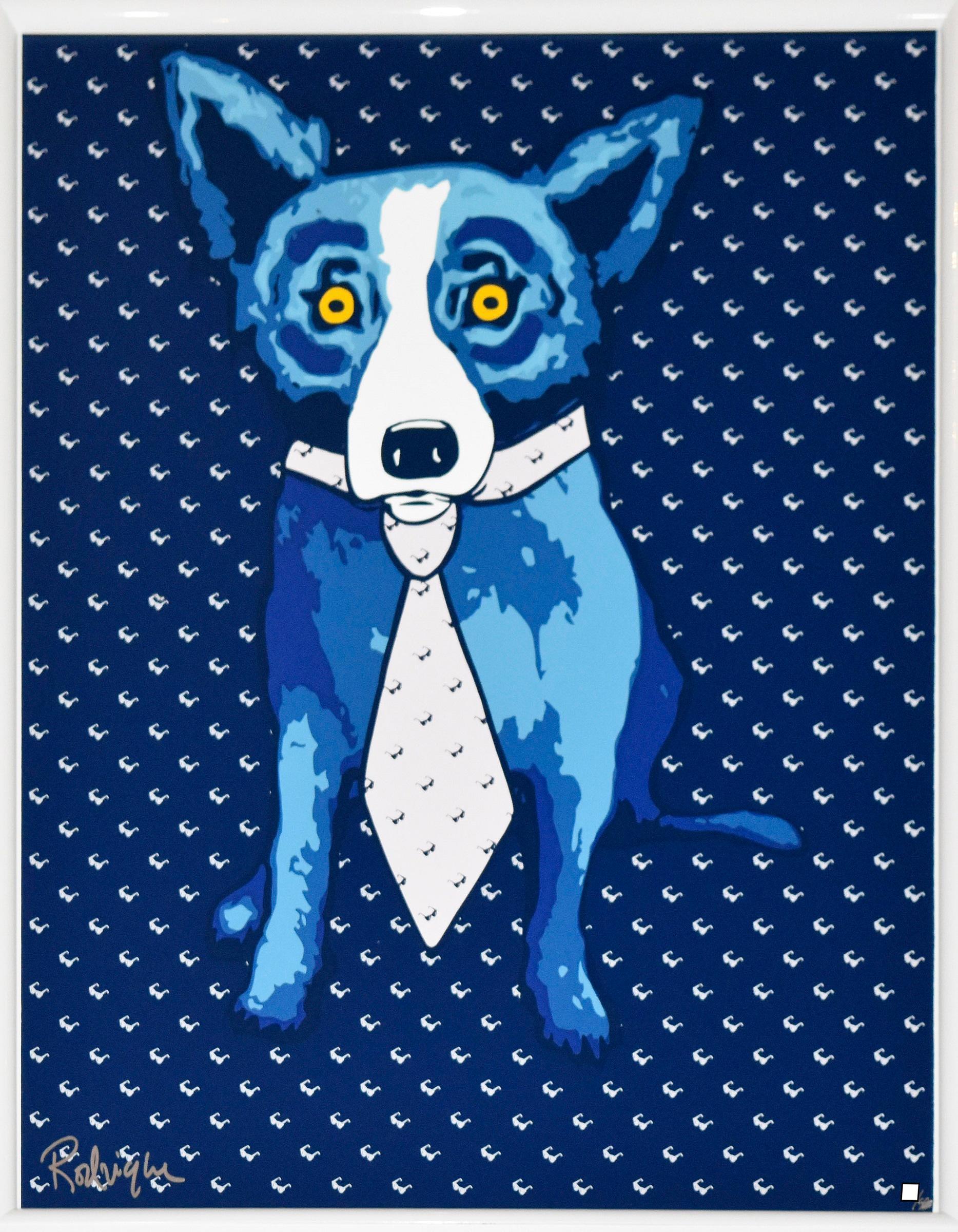 George Rodrigue Animal Print - Blue Dog "Shades of the 50's Blue" Print Signed Numbered Artwork