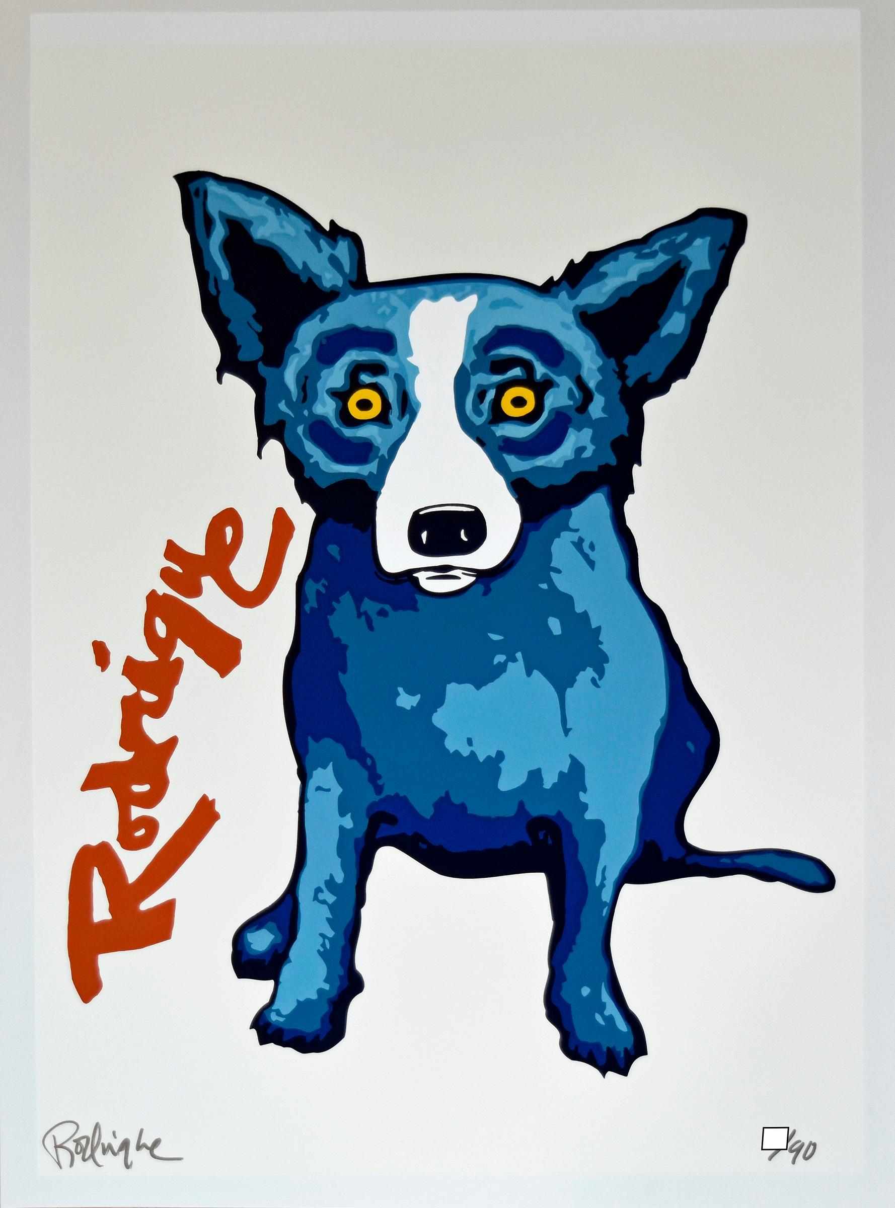 George Rodrigue Animal Print - Blue Dog "Signature Dog Red" Signed Numbered Print