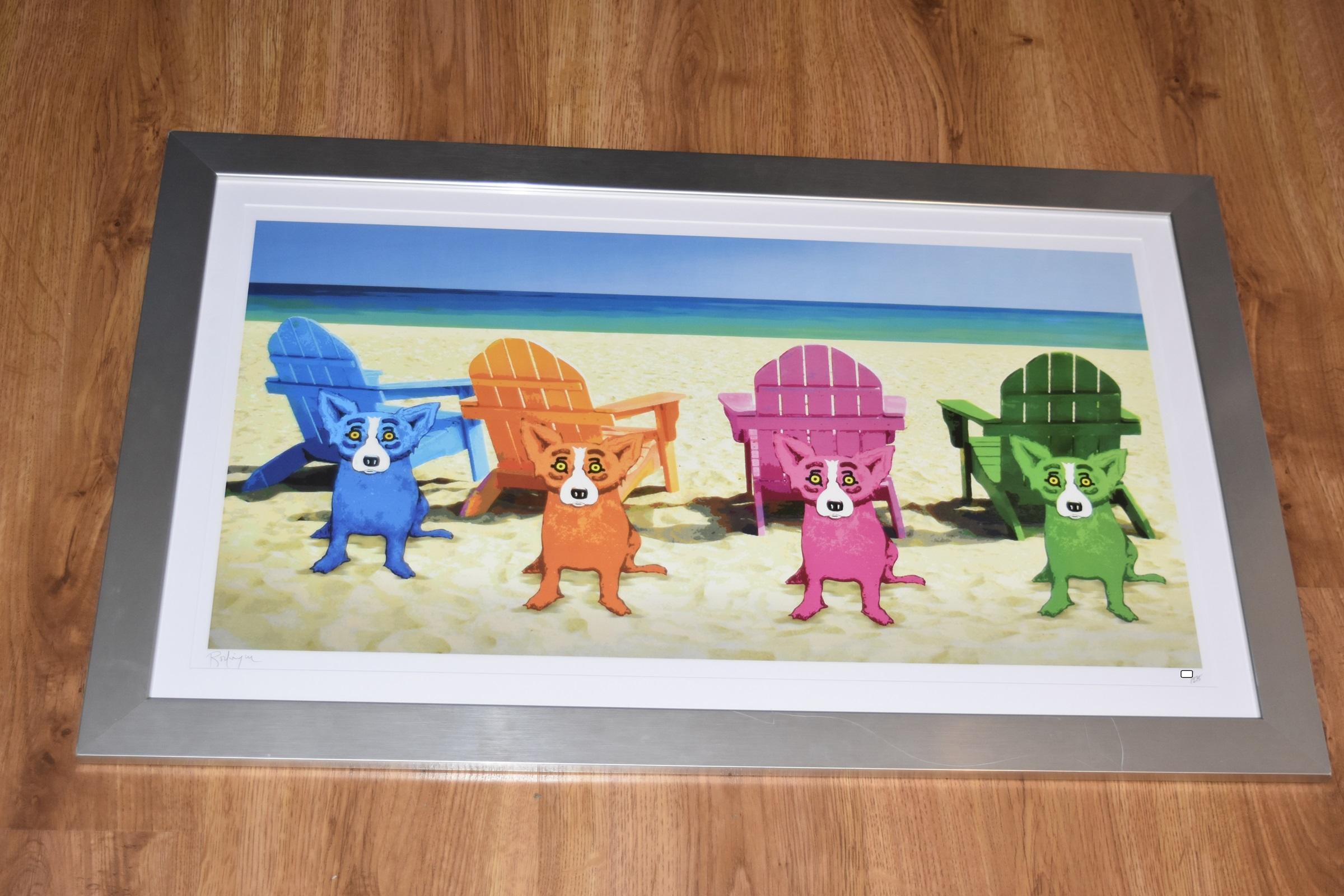 Chien bleu S'asseoir dans sa propre chaise - Print de George Rodrigue
