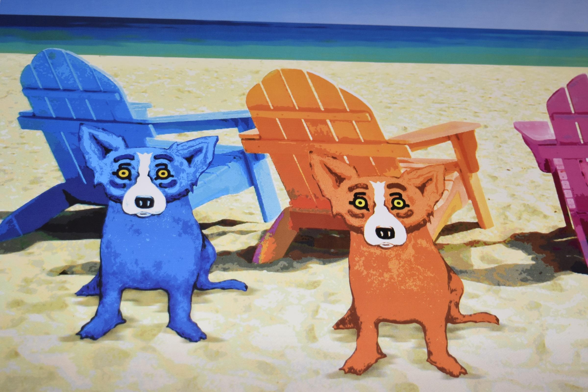 Chien bleu S'asseoir dans sa propre chaise - Pop Art Print par George Rodrigue