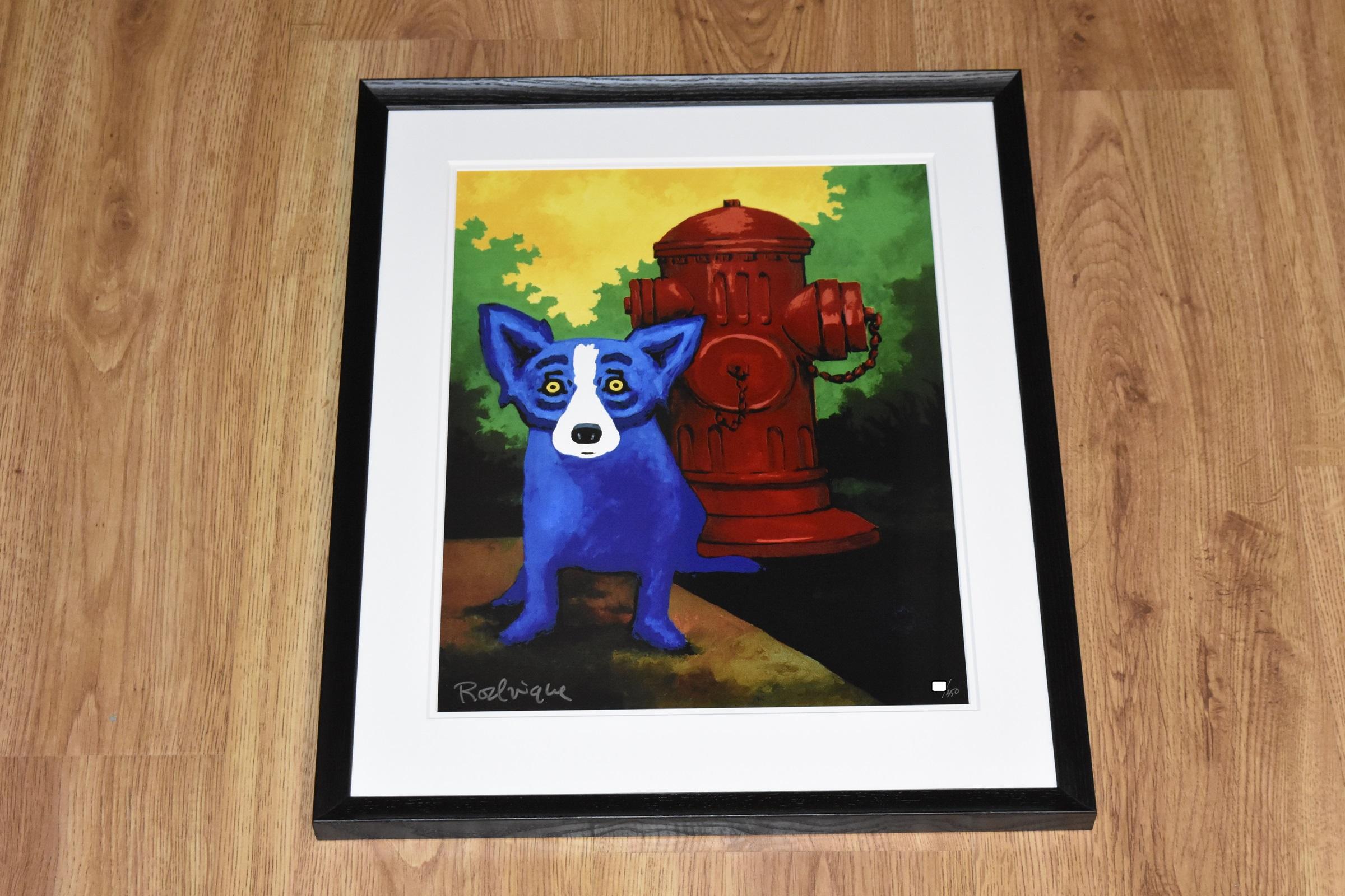 Takin' Care Of Business - Blue Dog Signed Screenprint - Print by George Rodrigue