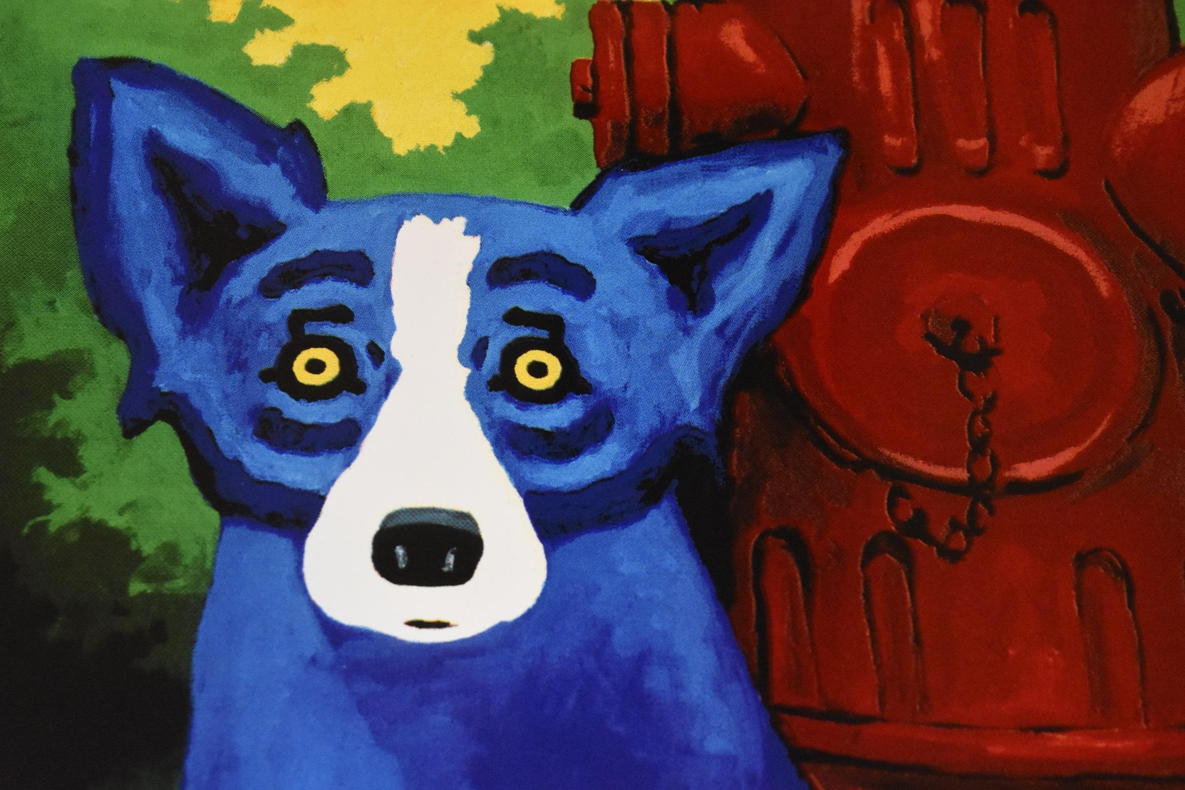 Prendersi cura degli affari - Serigrafia firmata Blue Dog - Print Pop Art di George Rodrigue