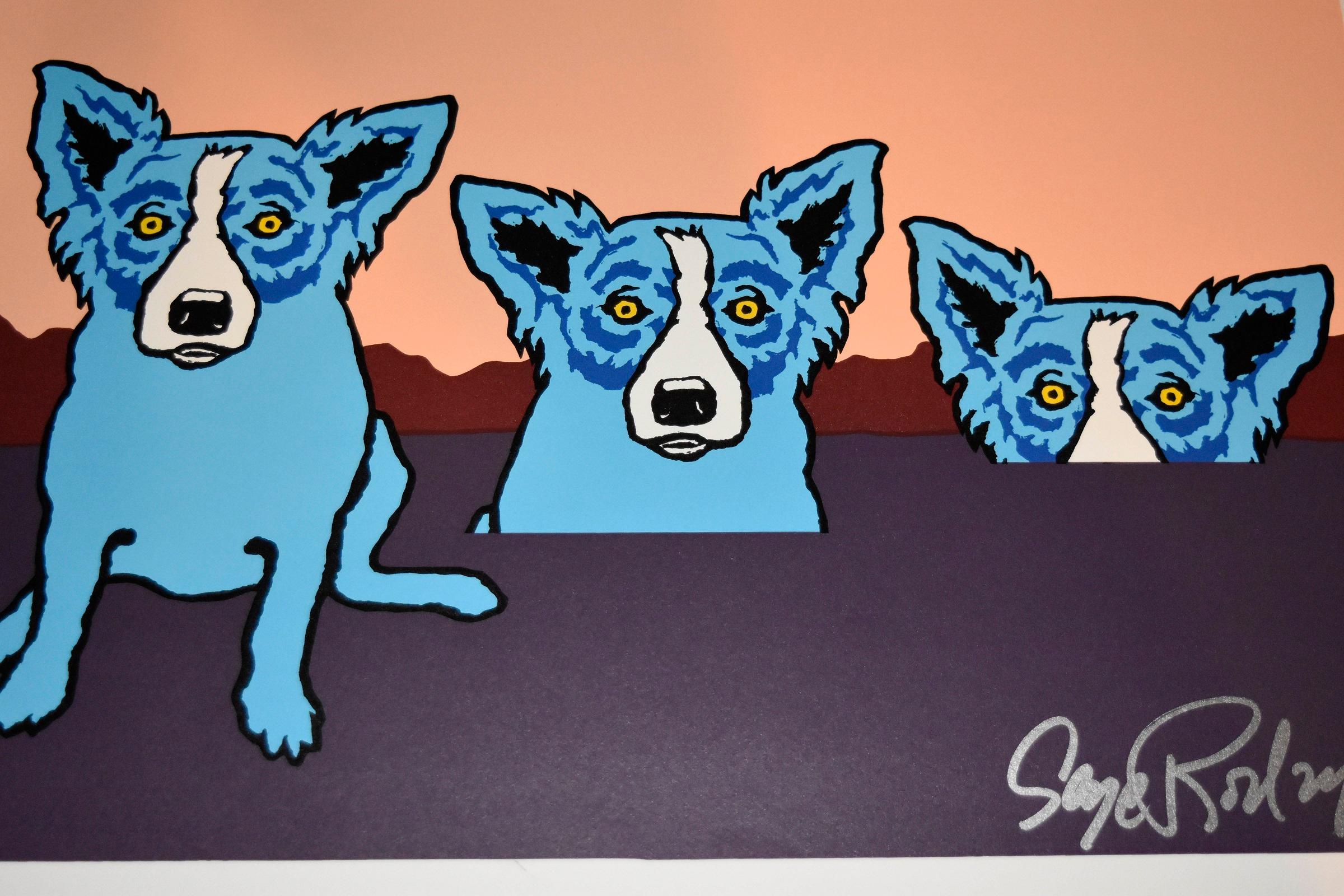 George Rodrigue Animal Print - Blue Dog "The Blues Are Pulling Me Down"