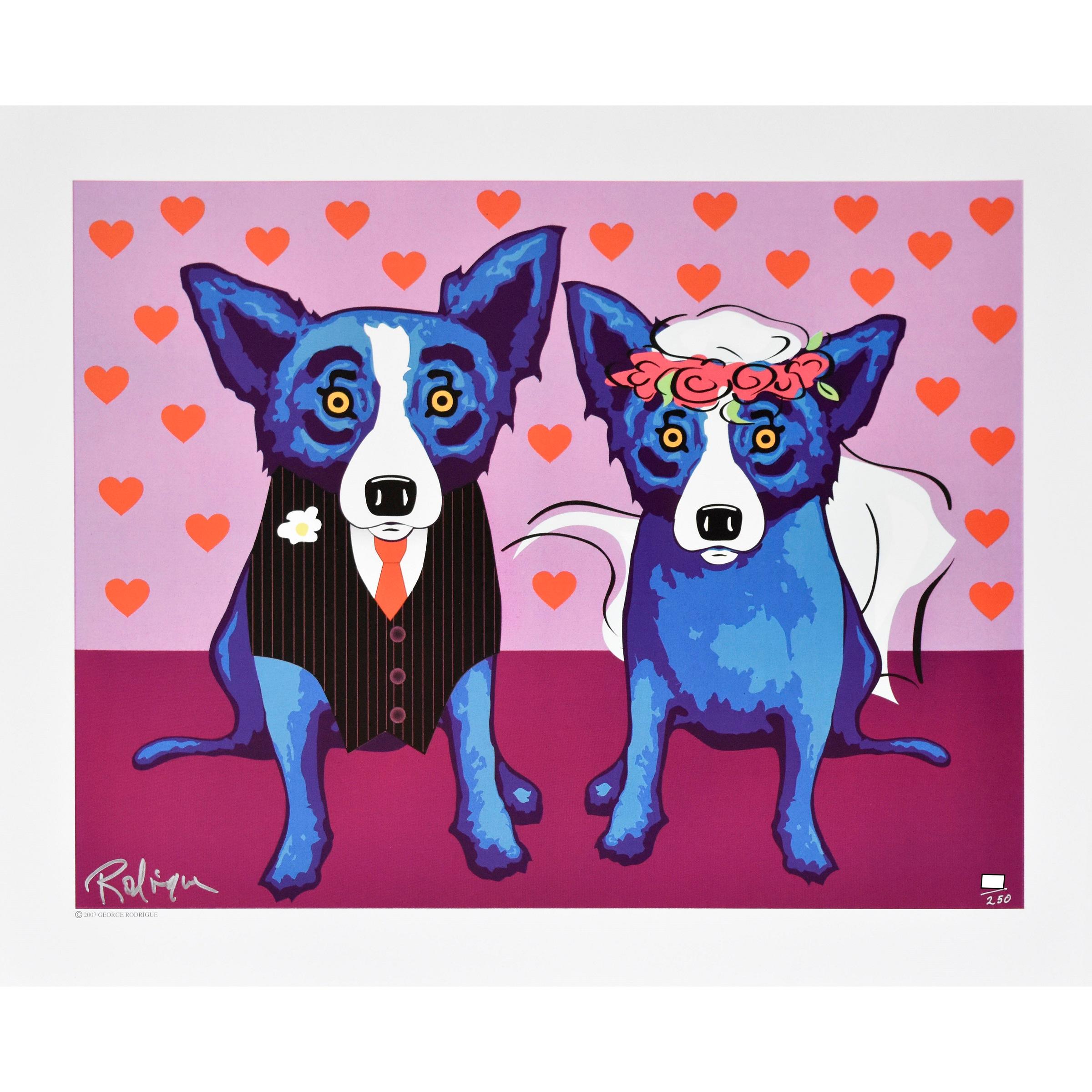 George Rodrigue - Blue Dog "The Newlyweds" For Sale at 1stDibs | blauer  hund kunst