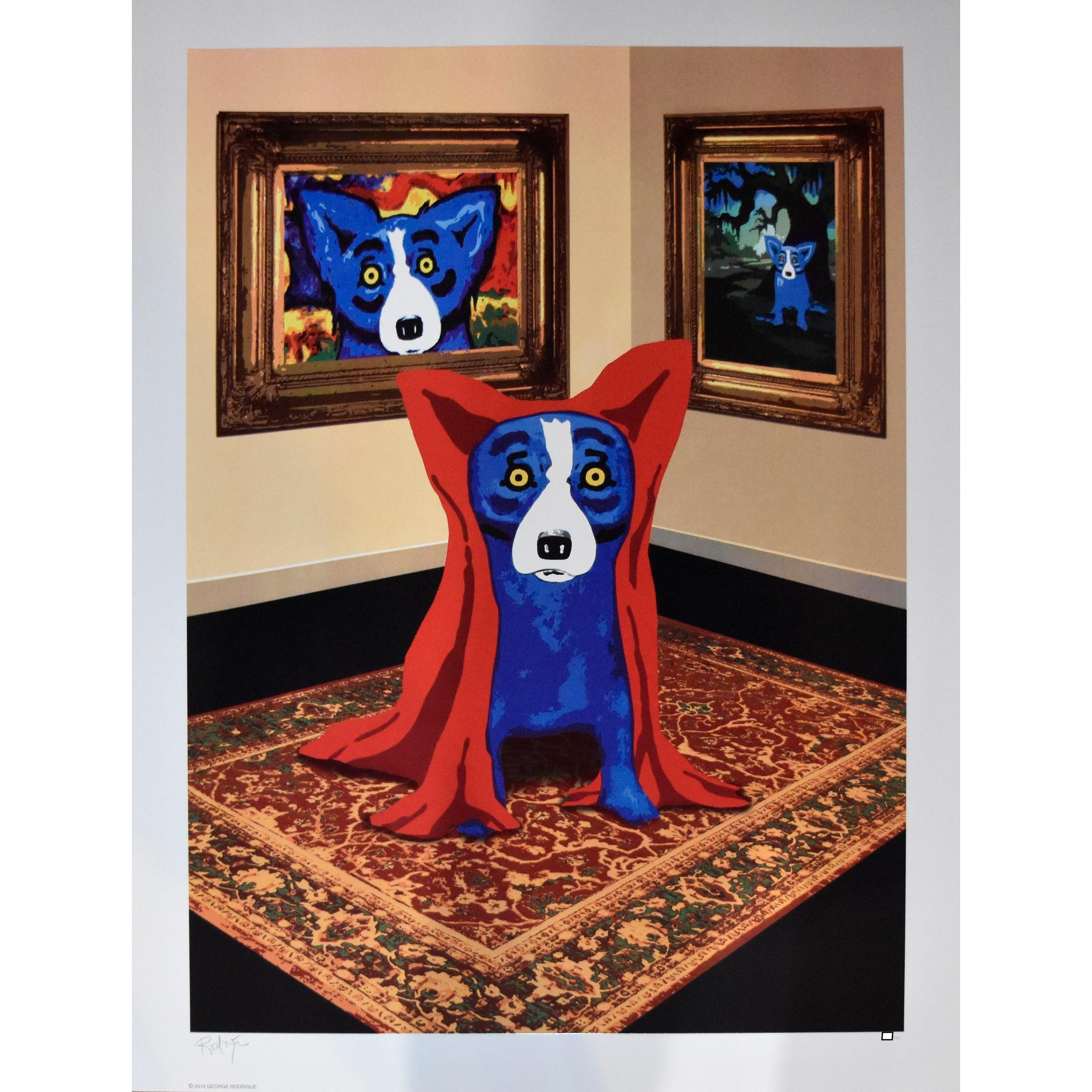 Animal Print George Rodrigue - Impression signée et numérotée « The Unveiling » avec chien bleu