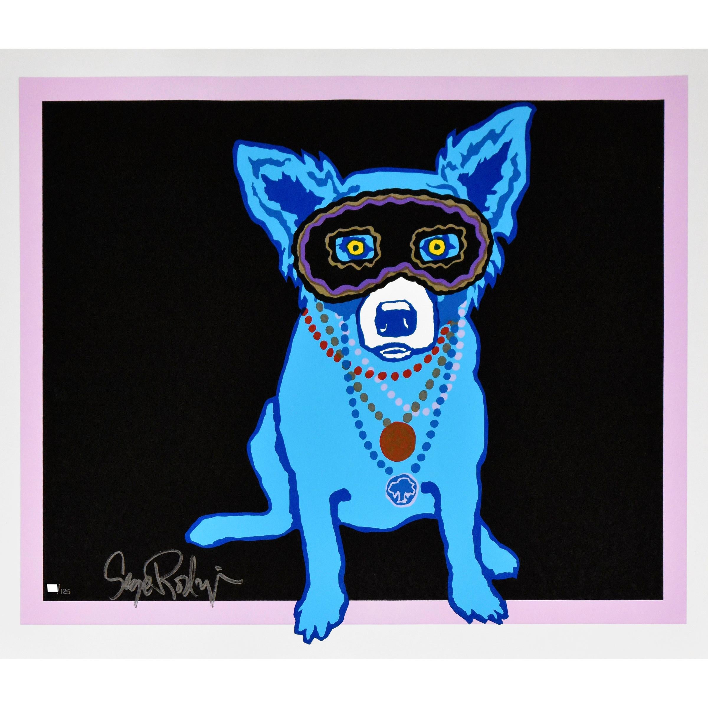 George Rodrigue Animal Print - Blue Dog "Waiting for Rex" Signed Numbered Print