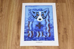 Impression sérigraphiée signée « We Will Rise Again » avec chien bleu