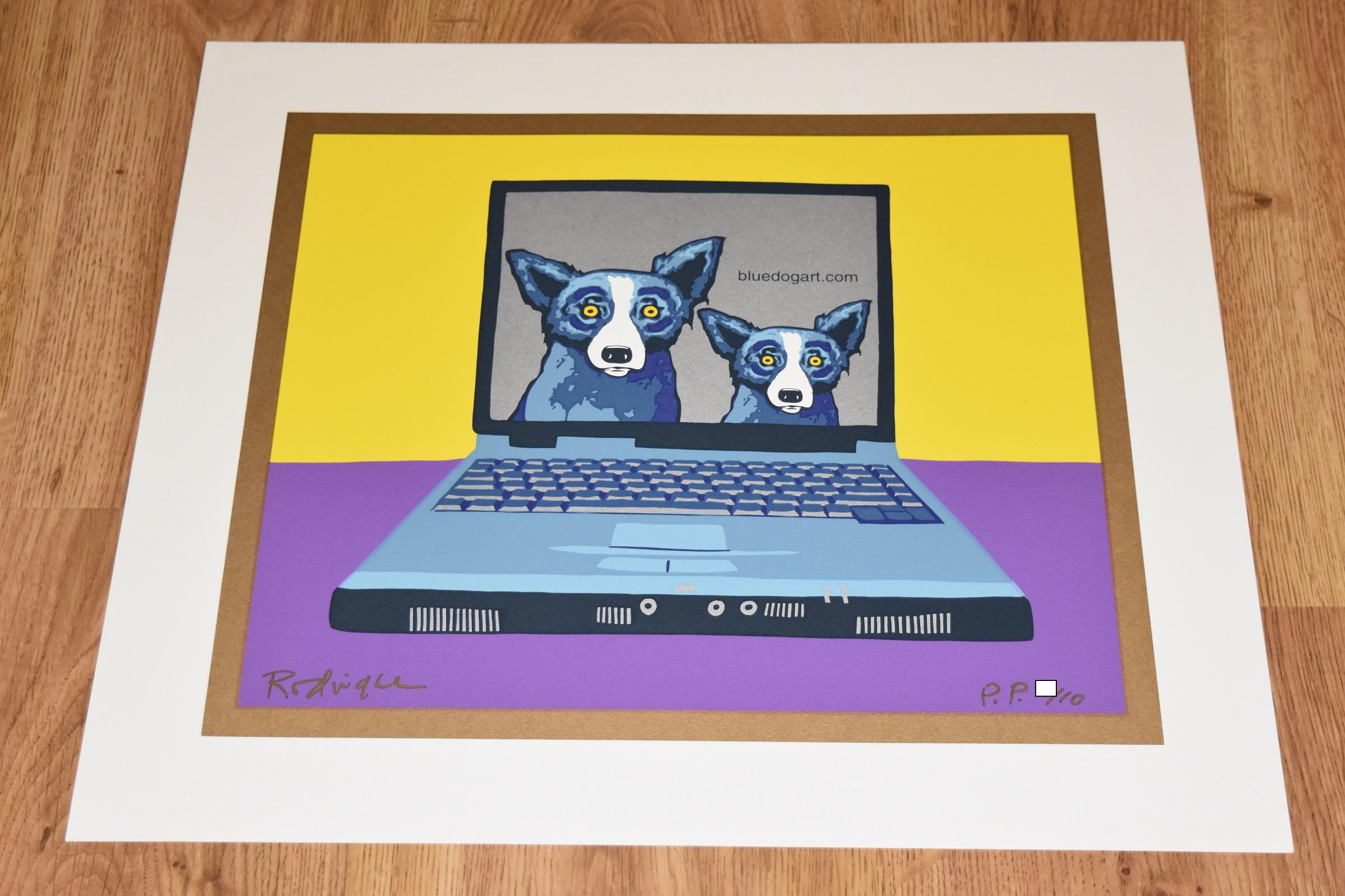 Bluedogart com - Signed Silkscreen Print Blue Dog - Gray Animal Print by George Rodrigue