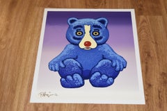 Boogie Bear - Split Font - Signed Silkscreen Print - Blue Dog
