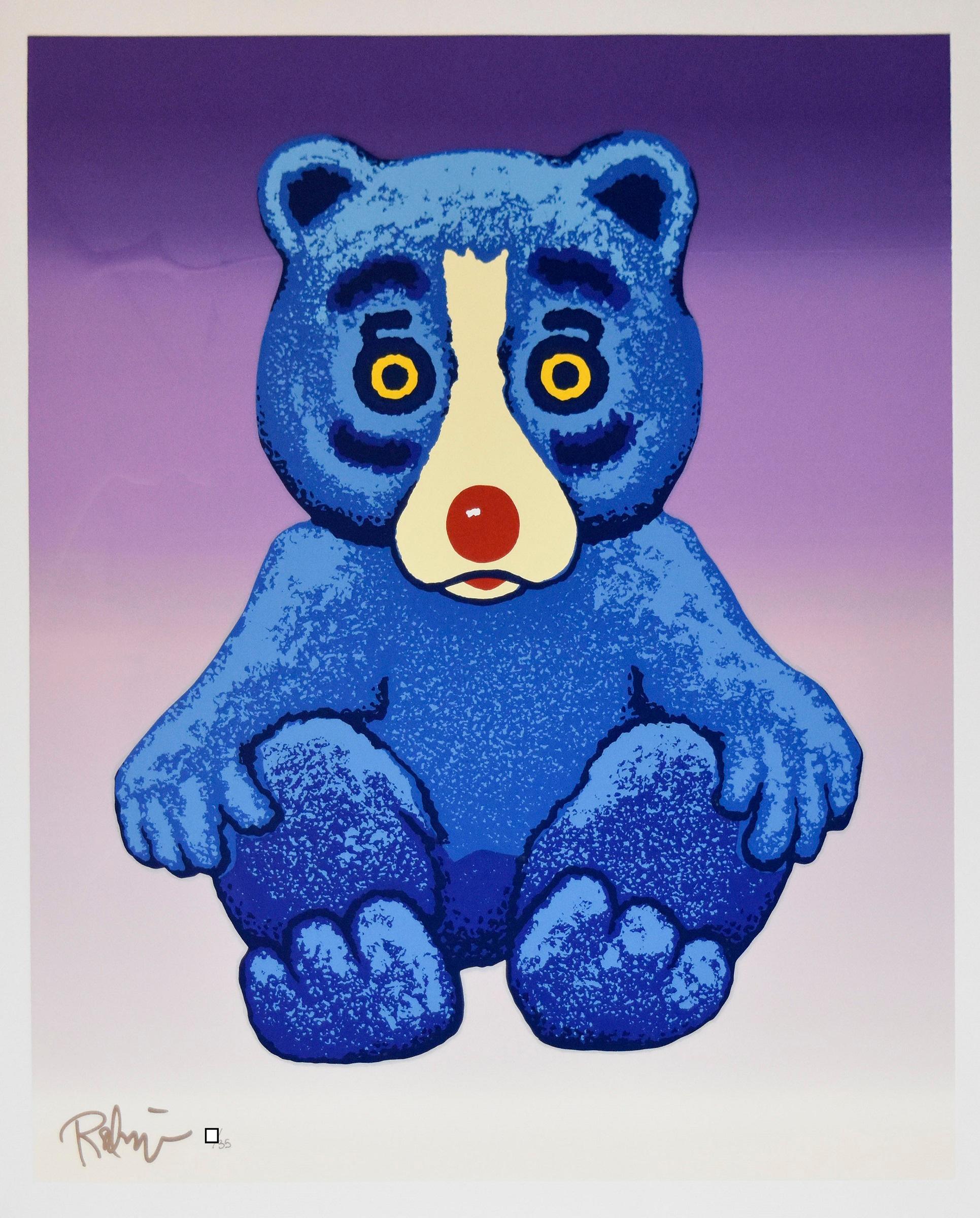 George Rodrigue Animal Print - Boogie Bear - Split Font - Signed Silkscreen Print - Blue Dog