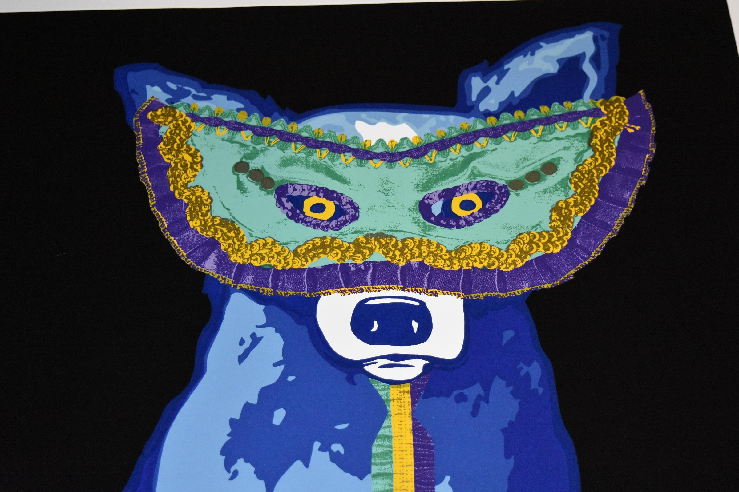 Tempo di Carnevale - Nero - Serigrafia firmata - Cane Blu - Print Pop Art di George Rodrigue