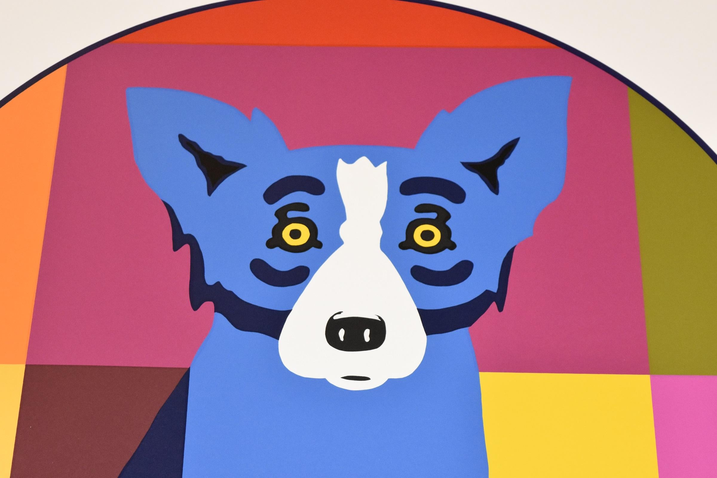 Kreis des Lebens - Blauer Hund mit Siebdruck signiert (Pop-Art), Print, von George Rodrigue