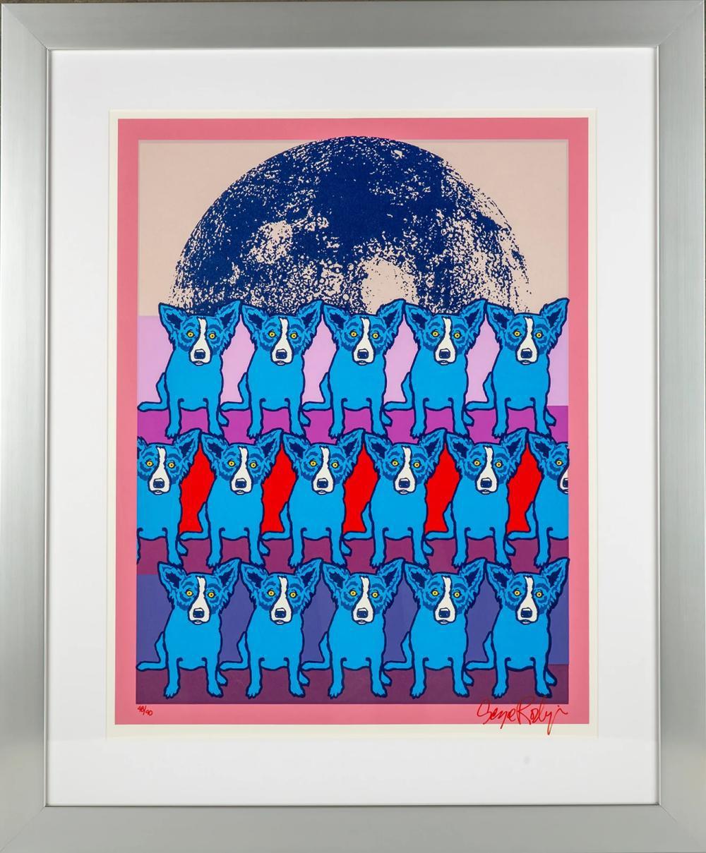 George Rodrigue Animal Print - Codex Blue Dog
