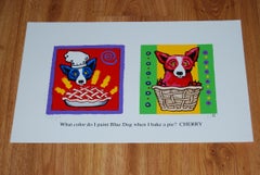 Color Me Cherry - Signed Silkscreen Blue Dog Print