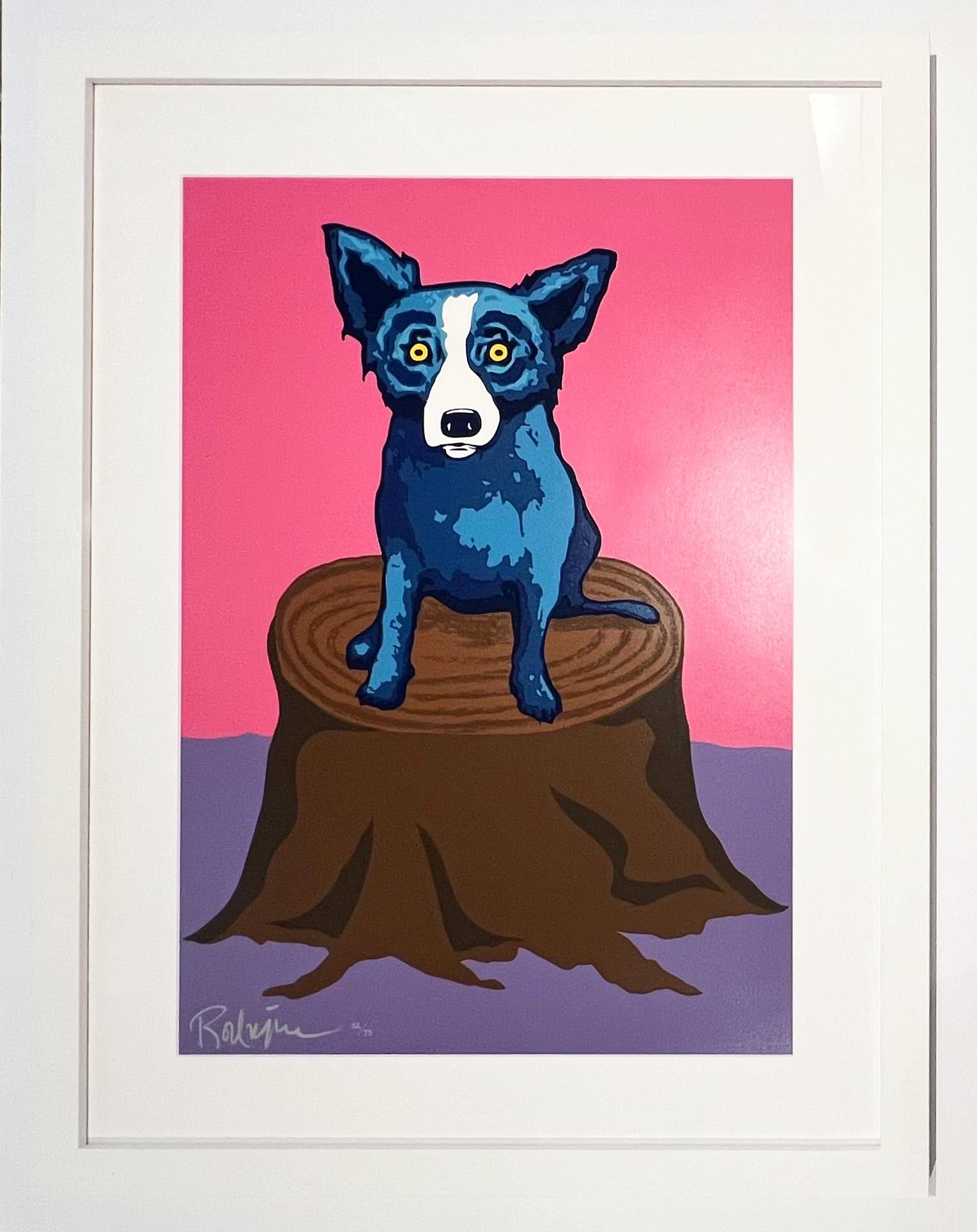 Dog on a Stump - Print by George Rodrigue