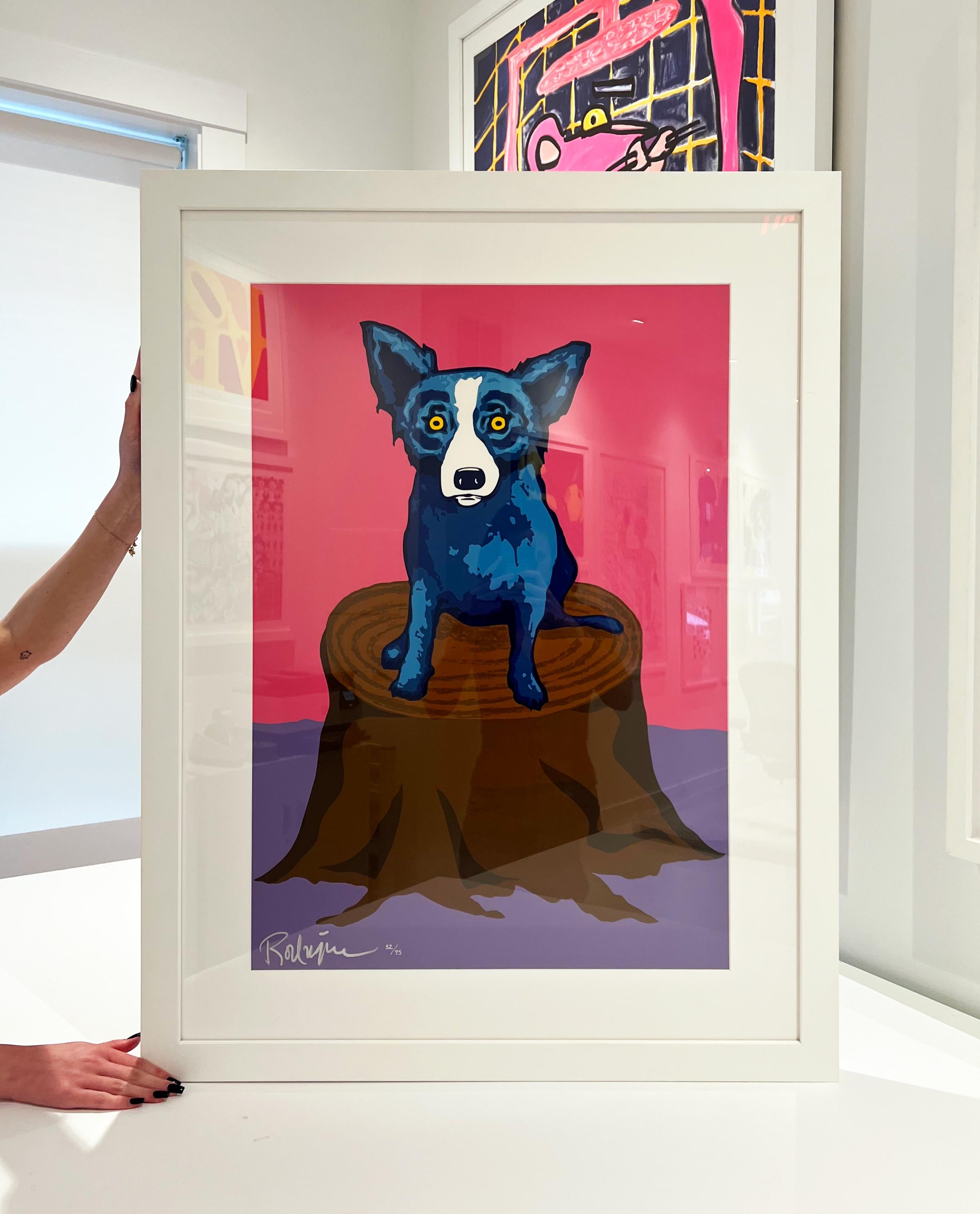 Artist: George Rodrigue
Title: Dog on a Stump
Medium: Silkscreen
Year: 1996
Edition: 32/75
Framed Size: 39