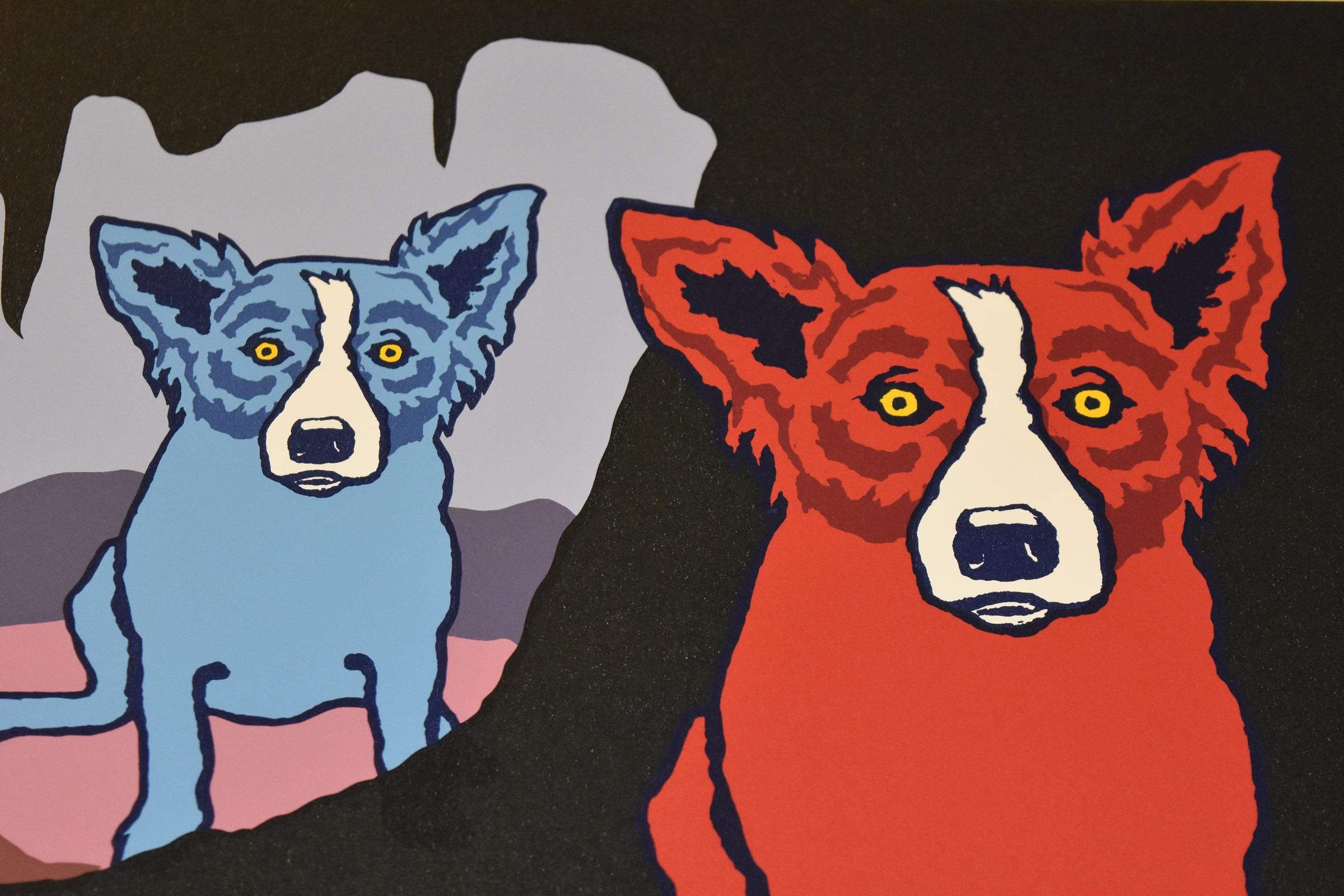 Don't Like Bein' Blue - Signierter Siebdruck Blauer Hund (Pop-Art), Print, von George Rodrigue