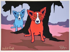 Vintage Don't Like Bein' Blue - Signed Silkscreen Print Blue Dog
