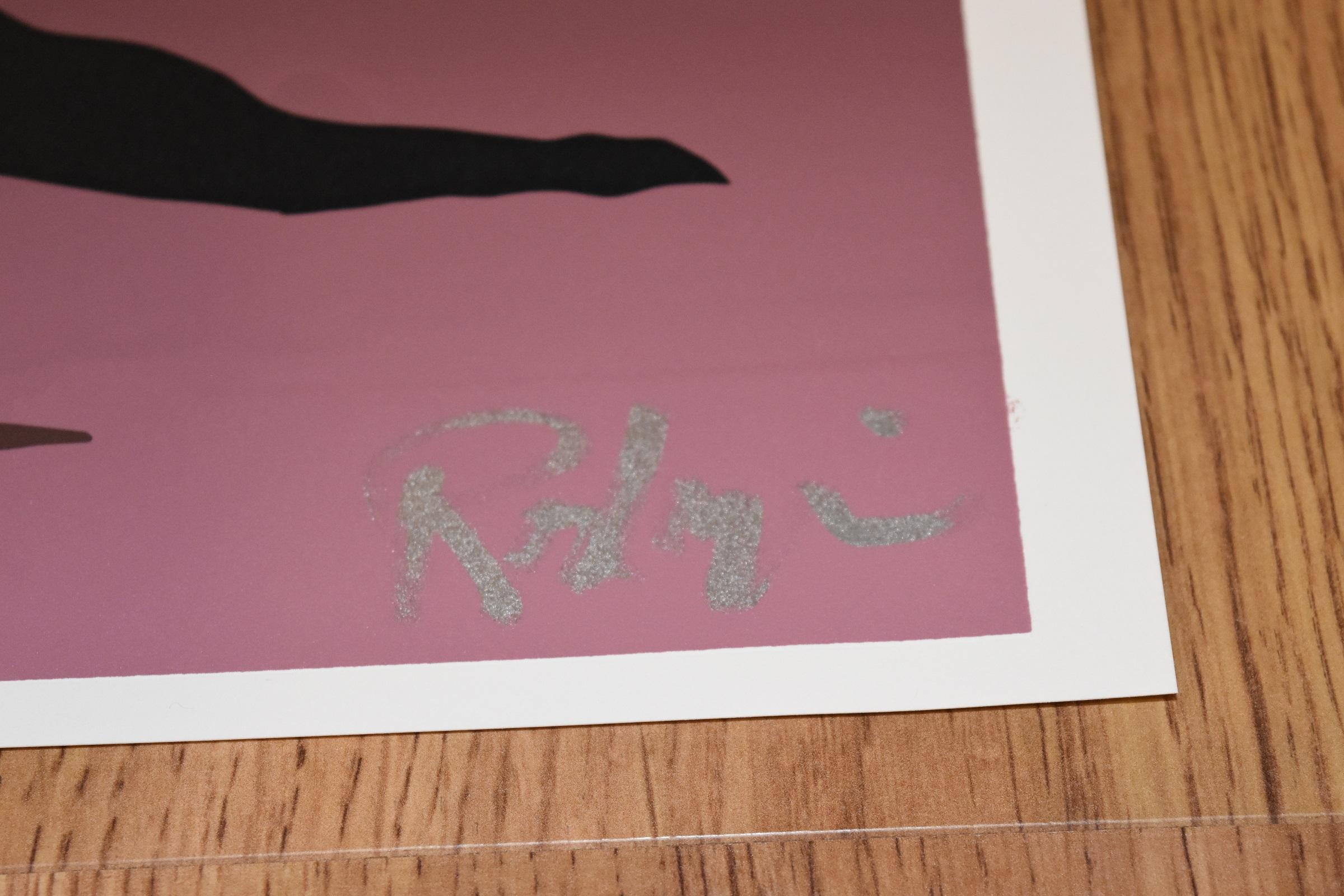 Don't Like Bein' Blue - Split Font - Signierter Siebdruck - Blauer Hund (Pink), Animal Print, von George Rodrigue