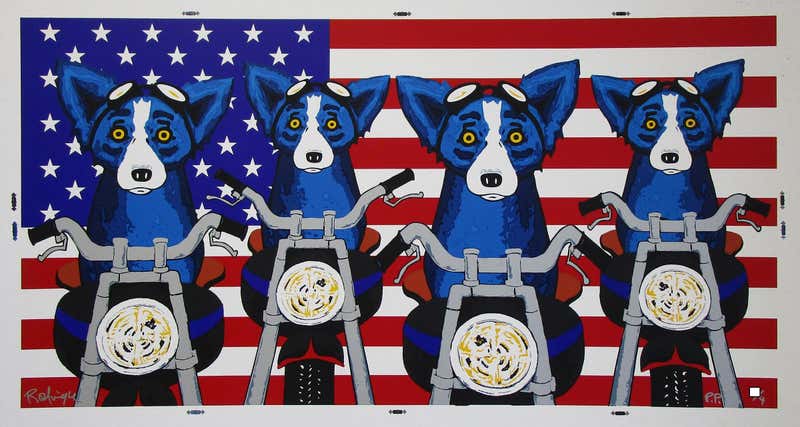 George Easy Riders George Rodrigue - Easy Riders - Signed Silkscreen Print - Blue Dog at ...