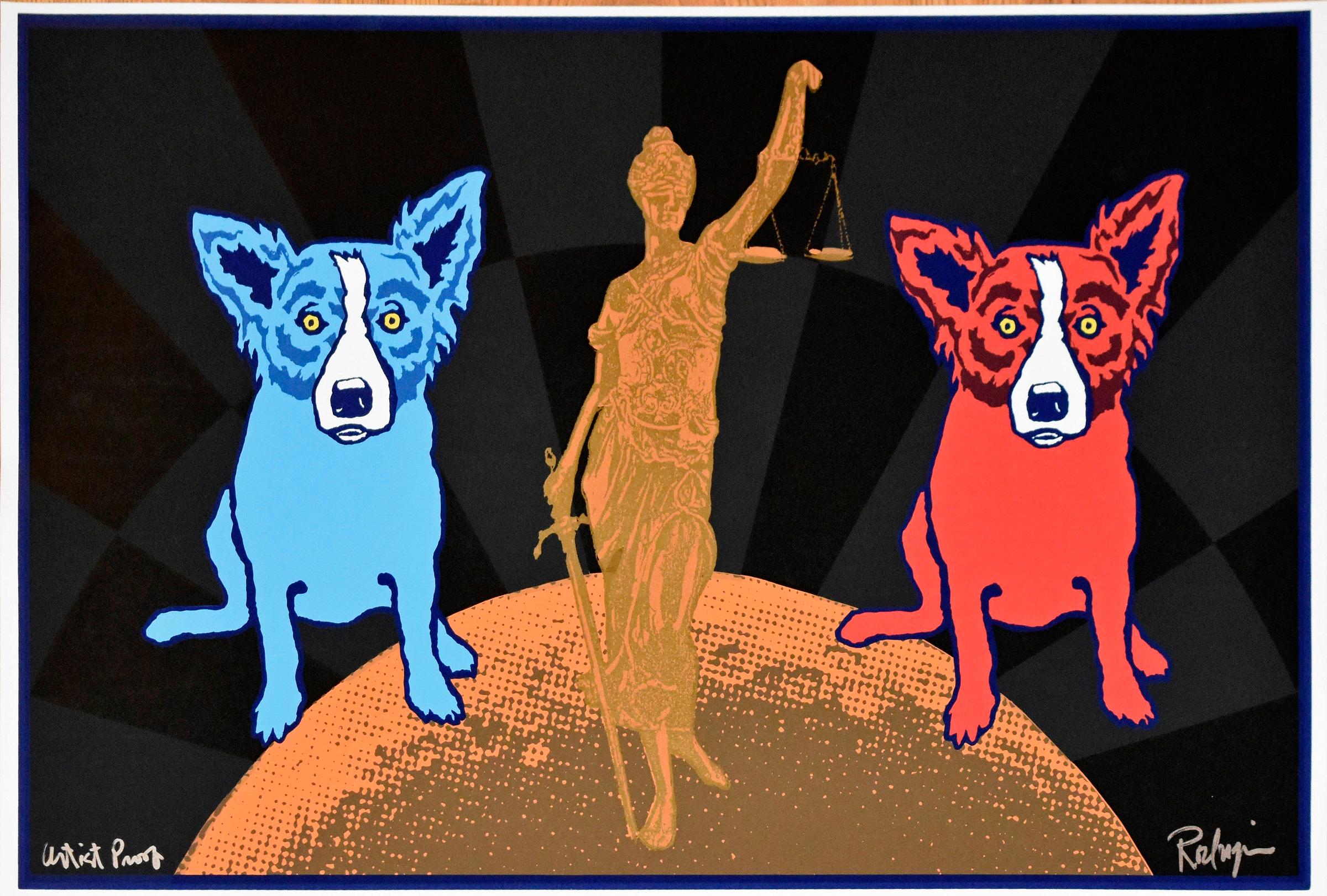 Equal Justice - Black - Signed Silkscreen Print Blue Dog