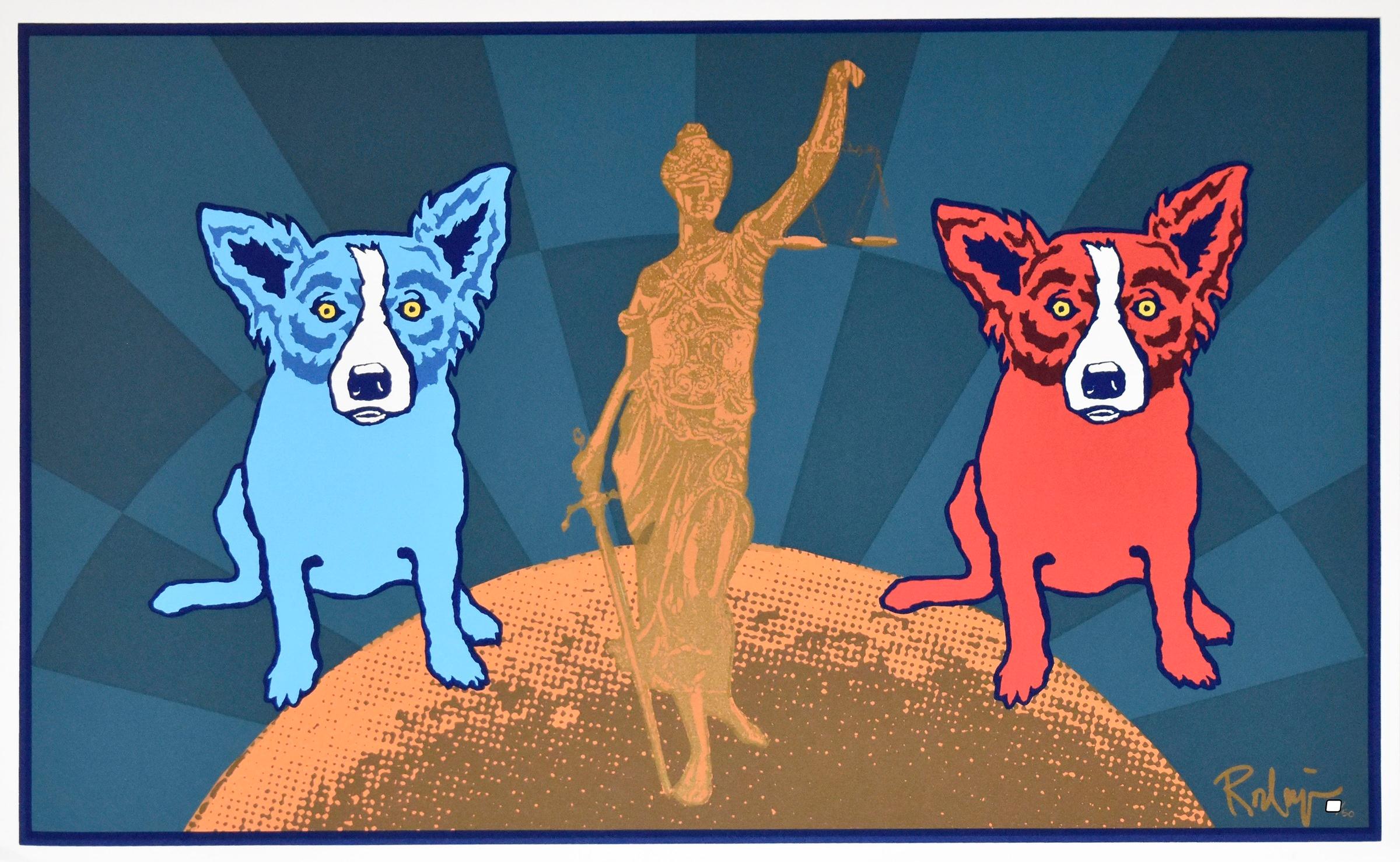 George Rodrigue Animal Print - Blue Dog "Equal Justice Blue" - Signed Numbered Print