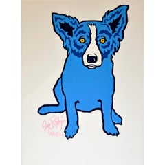 Femme Chere - Impression sérigraphiée en soie bleue signée