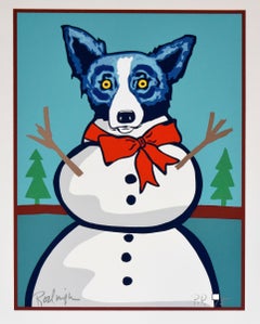 Natale gelido - Serigrafia firmata - Cane blu