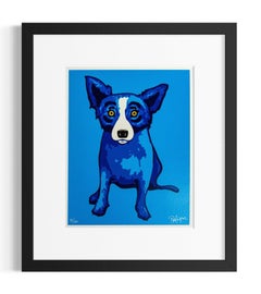 George Rodrigue Blue Skies Shining on Me Blue Dog Silkscreen Signed of 190