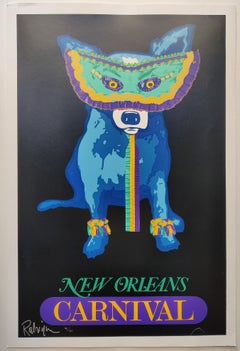 George Rodrigue -- Tempo di carnevale (nero) - Blue Dog