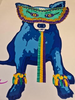 George Rodrigue -- Carnival Time (White) - Blue Dog