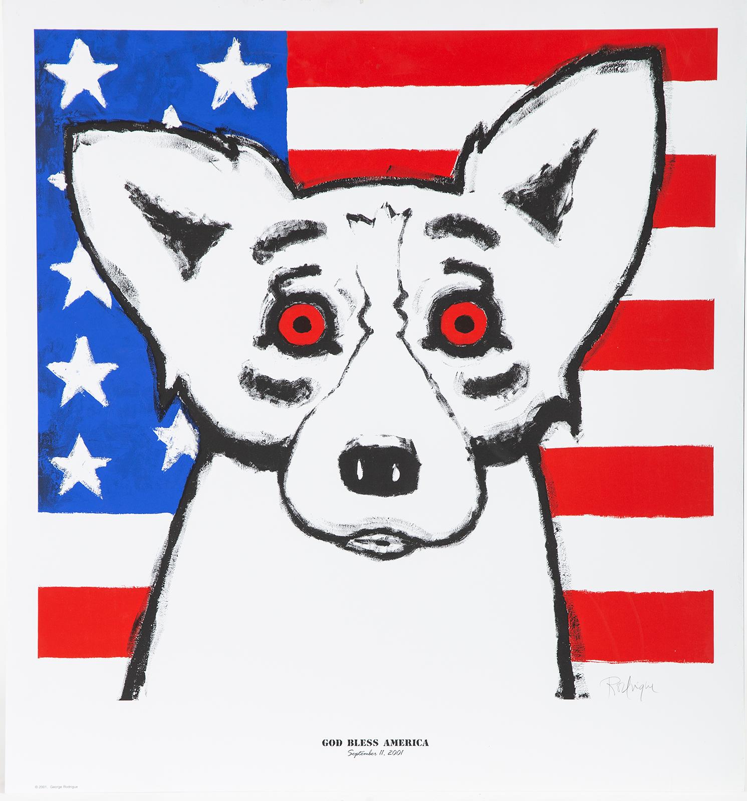 George Rodrigue God Bless America Sold Out Fundraising piece for 9/11 & Katrina For Sale 2