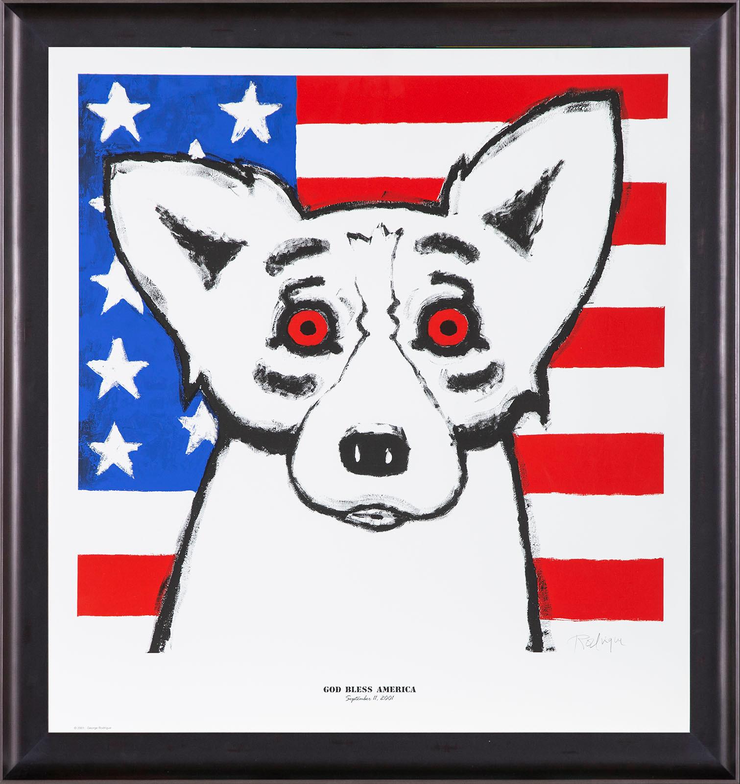 George Rodrigue – God Bless America, 2011
Silkscreen print
Edition: x/1000
Size: 23.5 x 23.875 inches
Signed lower right and numbered lower left
Certificate of Authenticity included

A painter who emerged in the 1960s with dark and lush landscapes