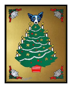George Rodrigue Original Blue Dog Color Silkscreen Tree Toper Hand Signed Art
