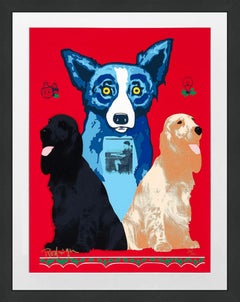 George's Sweet Inspirations, Hand Signed Screen Print, 20/150, Blue Dog, Framed