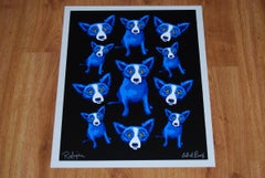 Group Therapy Black - Signed Silkscreen Blue Dog Print