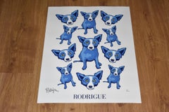 Group Therapy White - Signed Silkscreen Blue Dog Print
