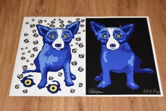 Half-n-Half Black/Eyes - Signed Silkscreen Print - Blue Dog